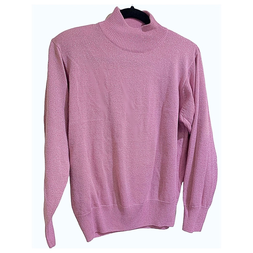 Dressbarn Mock Neck Metallic Lightweight Sweater Long Sleeves Size L